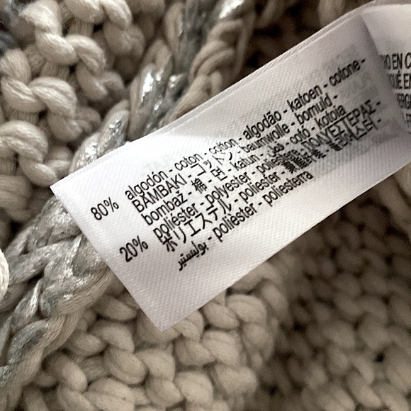 ZARA COTTON ZIP UP CARDIGAN SWEATER with HOOD RETRO MODERN CHIC Beige Silver L - Picture 11 of 11